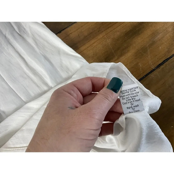 Tasha Polizzi Lace Trimmed V-Neck Loose Fit Sheer White Black Blouse - Picture 13 of 16